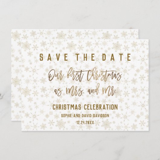 Elegante eerste kerstviering Save the Date (Voorkant / Achterkant)