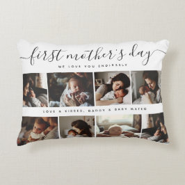 Elegante eerste Moederdag aangepaste fotocollage Accent Kussen