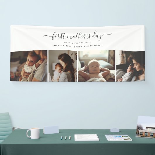 Elegante eerste Moederdag aangepaste fotocollage Spandoek (Beurs)