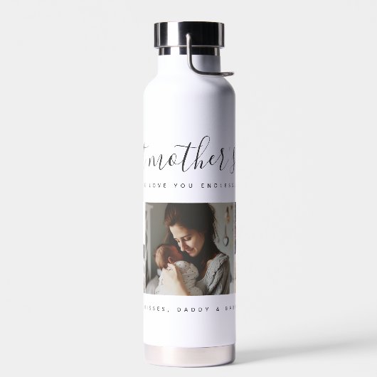 Elegante eerste Moederdag aangepaste fotocollage Waterfles (Links)
