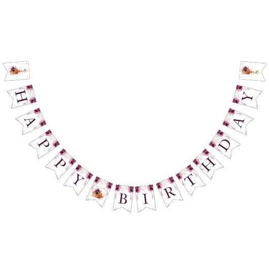 Elegante eerste verjaardag Bourgondische herfst Vlaggetjes (Alle)