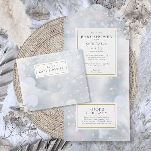 Elegante Eerste Wintervlokken Baby Borrel All In One Uitnodiging