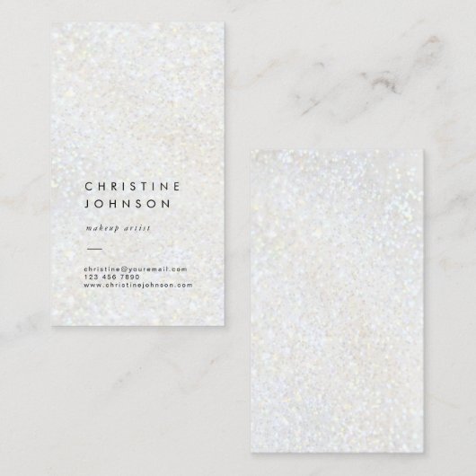 Elegante efaux witte glitter effect visitekaartje (Voorkant / Achterkant)