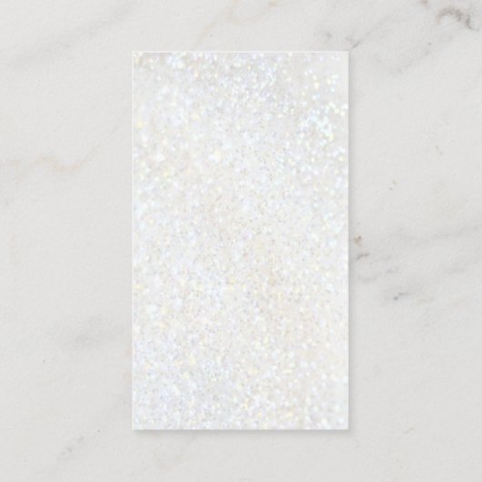 Elegante efaux witte glitter effect visitekaartje (Achterkant)