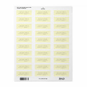 Elegante effen crèmekleur professioneel modern etiket (Full Sheet)