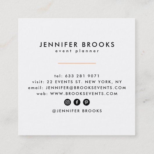 Elegante effen perzik sinaasappel blauwgroen moder vierkante visitekaartje (Achterkant)