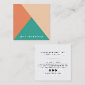 Elegante effen perzik sinaasappel blauwgroen moder vierkante visitekaartje (Voorkant / Achterkant)