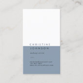 Elegante effen stoffig blauw en wit visitekaartje (Voorkant)