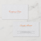 Elegante effen witte bloemdamast visitekaartje (Voorkant / Achterkant)