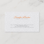 Elegante effen witte bloemdamast visitekaartje (Achterkant)