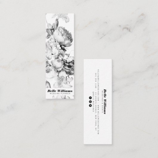 Elegante effen witte bloemen  bloemboeket mini visitekaartje (Voorkant / Achterkant)