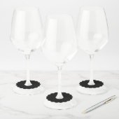 Elegante effen zwarte wijnglaslabel (Set)