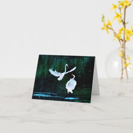 Elegante Egrets in Dance Kaart (Gele Bloem)