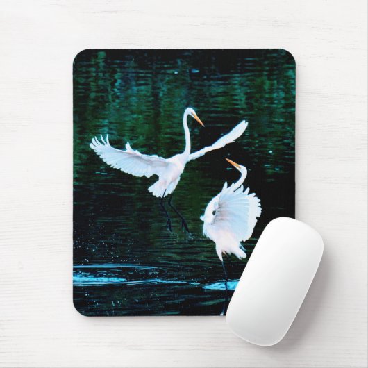 Elegante Egrets in Dance Muismat (Met muis)