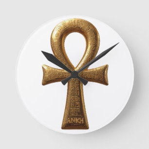 Elegante Egyptische Ankh Symbool Wandkunst Ronde Klok