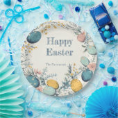 Elegante Ei Bloemen Pasen Papieren Bordje (Feest)