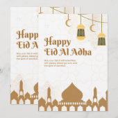 Elegante Eid Al-Adha Groetposter Kaart (Voorkant / Achterkant)