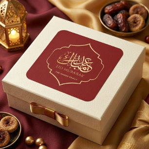 Elegante Eid Mubarak Arabische kalligrafie Rood Go Vierkante Sticker