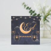 Elegante Eid Mubarak-calligrafie Feestdagenkaart (Staand voorkant)
