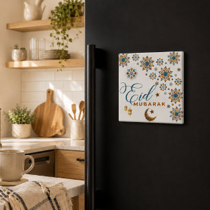 Elegante Eid Mubarak-calligrafie maan sterren isla Magneet