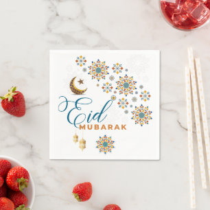 Elegante Eid Mubarak-calligrafie maan sterren Servet
