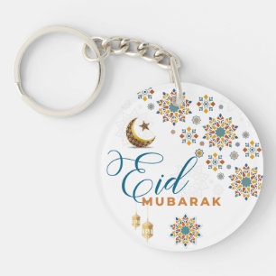 Elegante Eid Mubarak-calligrafie maan sterren Sleutelhanger