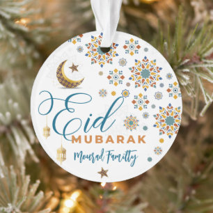 Elegante Eid Mubarak-calligrafie maan sterren vaka Ornament