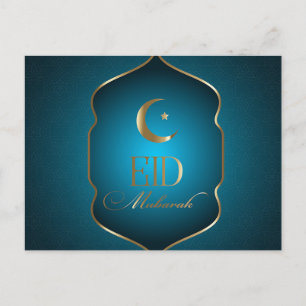 Elegante Eid Mubarak Halve Maan Ster Gouden Lijst  Feestdagenkaart
