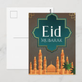 Elegante Eid Mubarak-moskee Skyline Kunst Briefkaart (Voorkant / Achterkant)