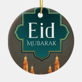 Elegante Eid Mubarak-moskee Skyline-kunst Keramisch Ornament