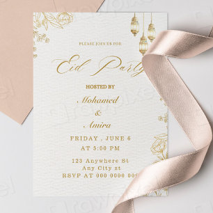 elegante eid mubarak uitnodiging Floral Beige Mosl