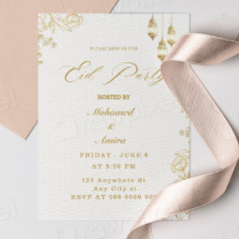 elegante eid mubarak uitnodiging Floral Beige Musl