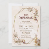 elegante eid mubarak uitnodiging Floral Beige Musl (Voorkant)