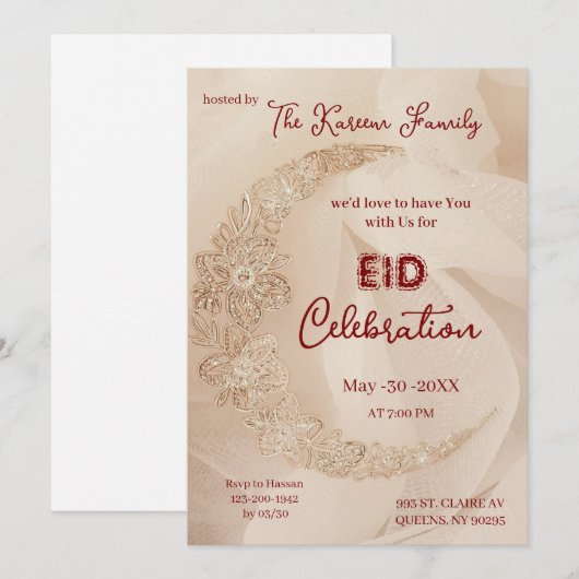 Elegante EId-viering Eid-feestuitnodiging Kaart (Voorkant / Achterkant)
