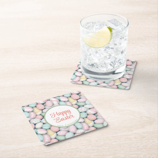 Elegante Eieren en aangepaste familienaam Kartonnen Onderzetters (Insitu)