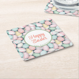 Elegante Eieren en aangepaste familienaam Kartonnen Onderzetters