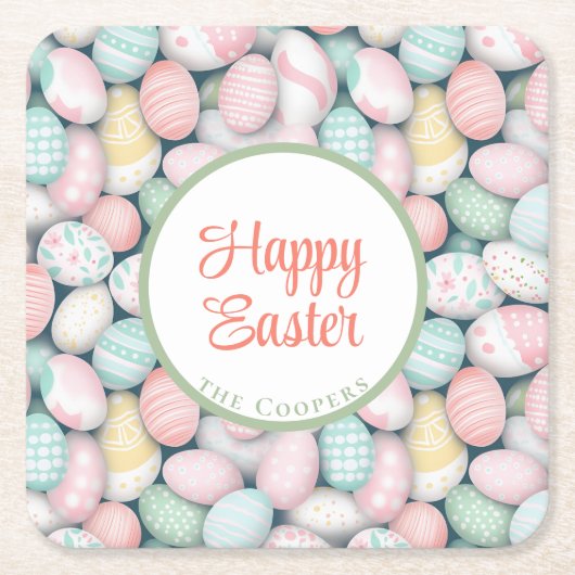 Elegante Eieren en aangepaste familienaam Kartonnen Onderzetters (Voorkant)