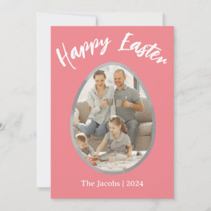 Elegante Eieren Gelukkig Pasen familie een foto Feestdagenkaart