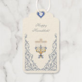 Elegante Eierschal Wit Hanukkah Goud Cadeaulabels (Achterkant)