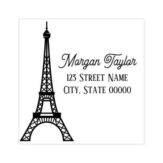 Elegante Eiffeltoren #2 Tekennaam Retouradres Rubberstempel (Afrduk)