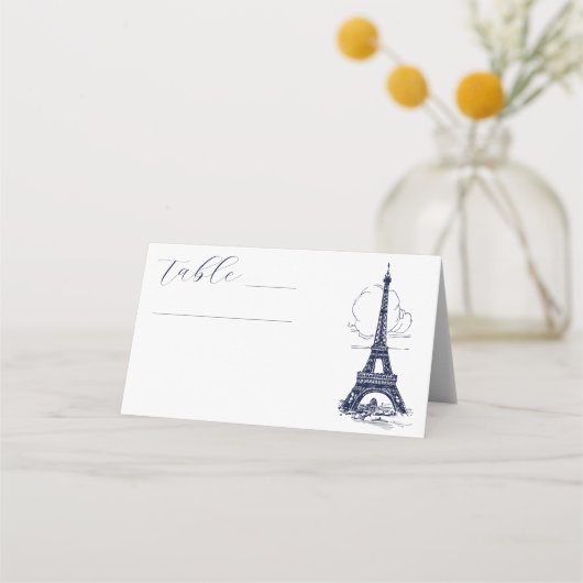 Elegante Eiffeltoren illustratie Franse bruiloft Plaatskaartje (Voorkant)