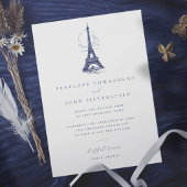 Elegante  Eiffeltoren Illustratie Huwelijk Kaart