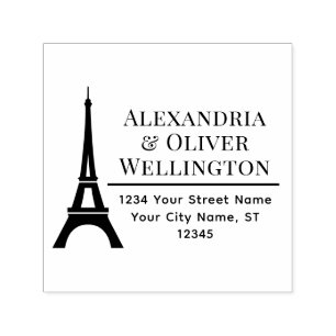 Elegante Eiffeltoren Parijs Koppel Naam Adres R Zelfinktende Stempel