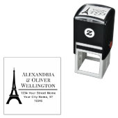 Elegante Eiffeltoren Parijs Paar Naam Adres R Zelfinktende Stempel (In situ)