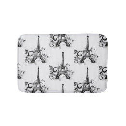 Elegante Eiffeltoren Parijs Zwart Wit Bloei Badmat