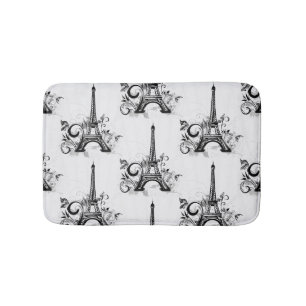 Elegante Eiffeltoren Parijs Zwart Wit Bloei Badmat