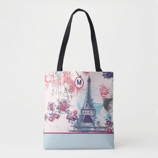 Elegante Eiffeltoren Paris en Red Roses Canvas tas (Voorkant)