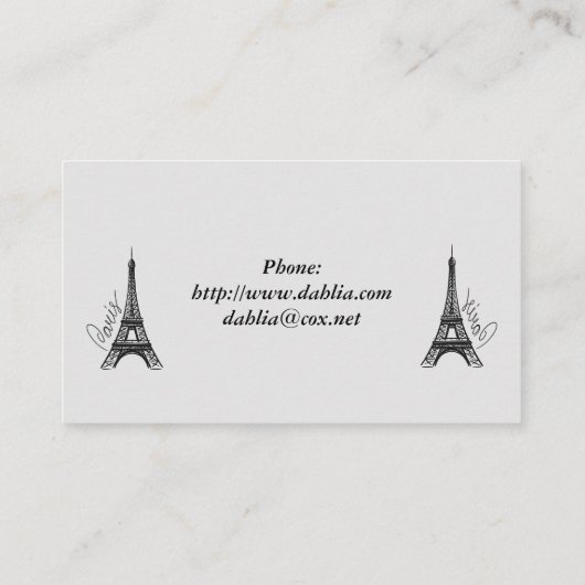 Elegante Eiffeltoren Visitekaartje (Achterkant)