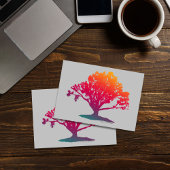 Elegante eiken levensboom magenta turquoise zilver kaart