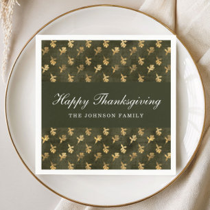 Elegante Eikenbladeren Groene Thanksgiving Servet